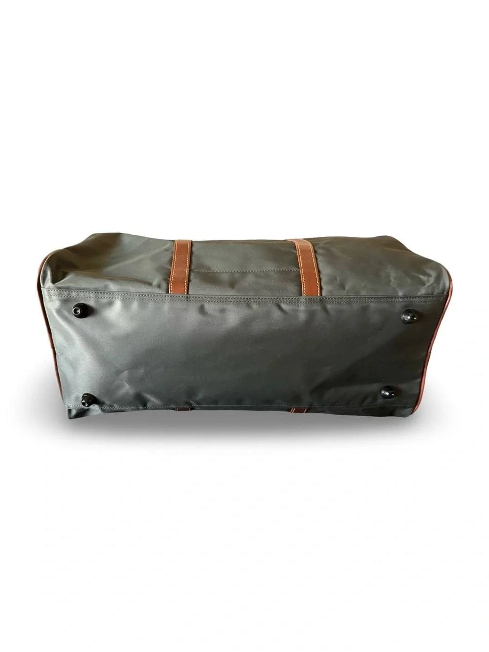 Rudolph Valentino Men's Olive Green Duffel with Brown Leather Trim